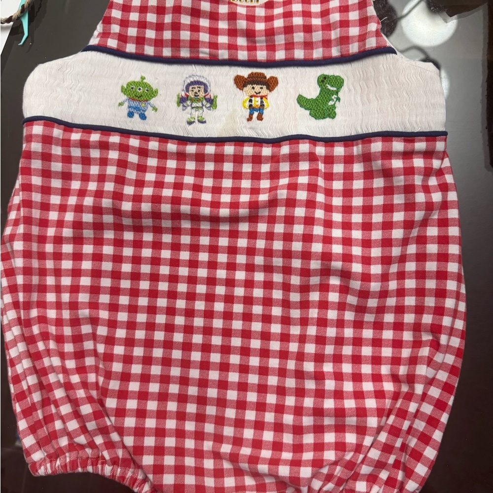 Kids Red Checkered Bubble with Toy Characters
